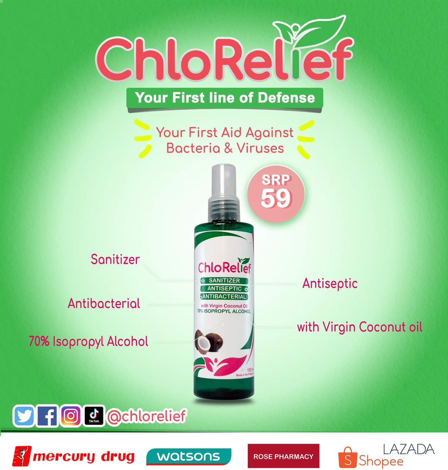 Chlorelief Isopropyl Alcohol